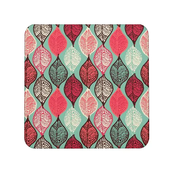 Multicolor_Beautiful_Leaf_Pattern_Set_Of_2_Square_Wooden_Coaster