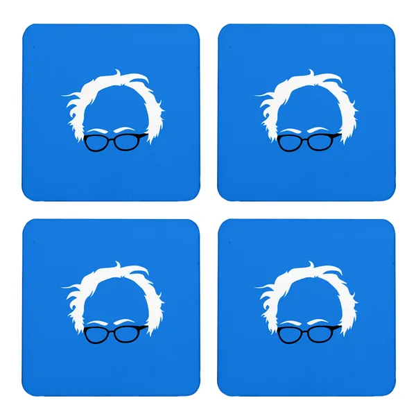 Multicolor_Bernie_Sanders_Hair_Logo_Set_Of_2_Square_Wooden_Coaster