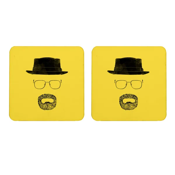 Multicolor_Breaking_Bad_Walter_Black_Yellow_Background_Set_Of_2_Square_Wooden_Coaster