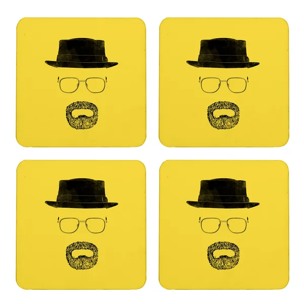 Multicolor_Breaking_Bad_Walter_Black_Yellow_Background_Set_Of_2_Square_Wooden_Coaster