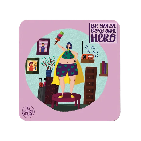 Multicolor_The_'Be_Your_Own_Hero'_Set_Of_2_Square_Wooden_Coaster