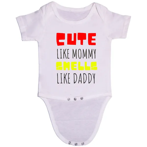 White_Cute_Like_Mommy_Smells_Like_Daddy_Cotton_Romper_For_6_To_12_Months