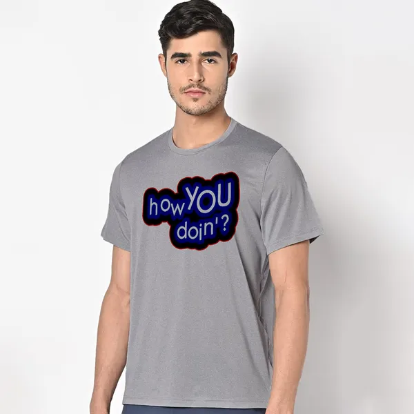 Mooch_Wale_Friends_Joey_How_You_Doin_Blue_And_White_Typo__Quick-Dri_T-shirt_For_Men