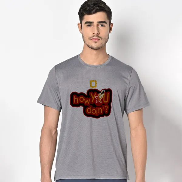 Mooch_Wale_Friends_Joye_How_You_Doin_Red_And_Yellow_Typo__Quick-Dri_T-shirt_For_Men