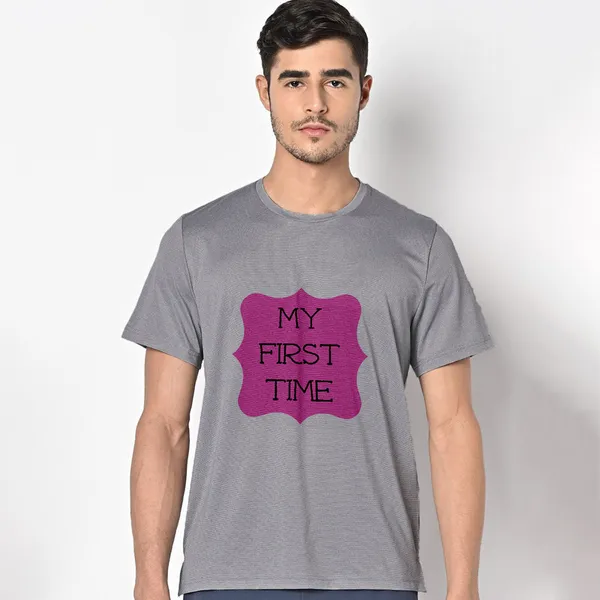Mooch_Wale_My_First_Time_Pink_Baground__Quick-Dri_T-shirt_For_Men