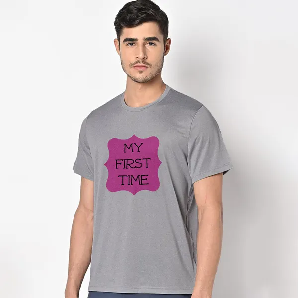 Mooch_Wale_My_First_Time_Pink_Baground__Quick-Dri_T-shirt_For_Men