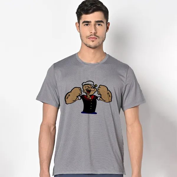 Mooch_Wale_Popeye_Laughing_White_Baground__Quick-Dri_T-shirt_For_Men