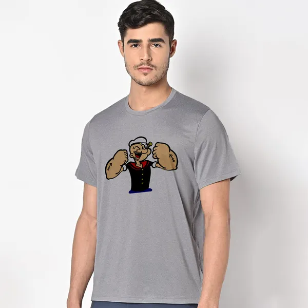 Mooch_Wale_Popeye_Laughing_White_Baground__Quick-Dri_T-shirt_For_Men