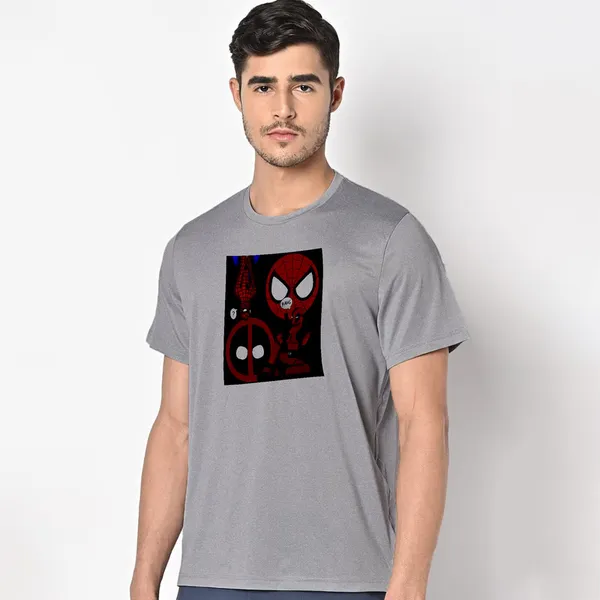 Mooch_Wale_Spider_Man_And_Deadpool__Quick-Dri_T-shirt_For_Men