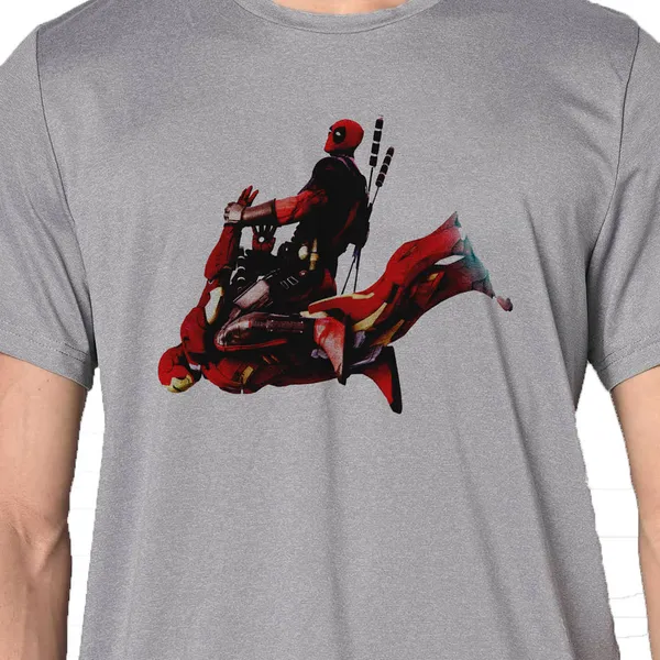 Mooch_Wale_Deadpool_Flying_On_Iron_Man__Quick-Dri_T-shirt_For_Men