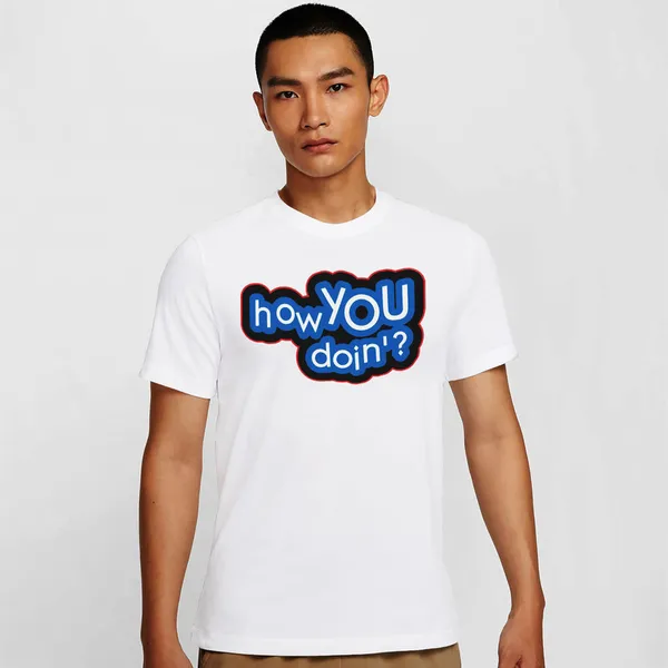 Mooch_Wale_Friends_Joey_How_You_Doin_Blue_And_White_Typo__Quick-Dri_T-shirt_For_Men