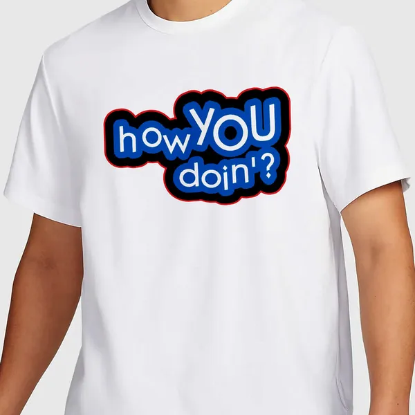 Mooch_Wale_Friends_Joey_How_You_Doin_Blue_And_White_Typo__Quick-Dri_T-shirt_For_Men