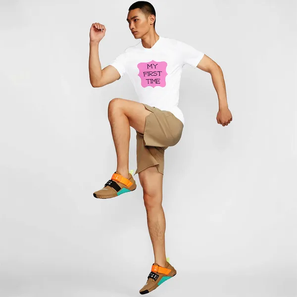Mooch_Wale_My_First_Time_Pink_Baground__Quick-Dri_T-shirt_For_Men