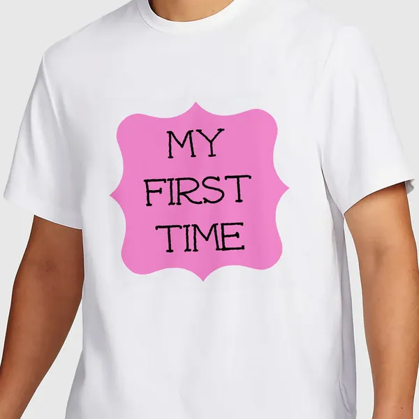 Mooch_Wale_My_First_Time_Pink_Baground__Quick-Dri_T-shirt_For_Men