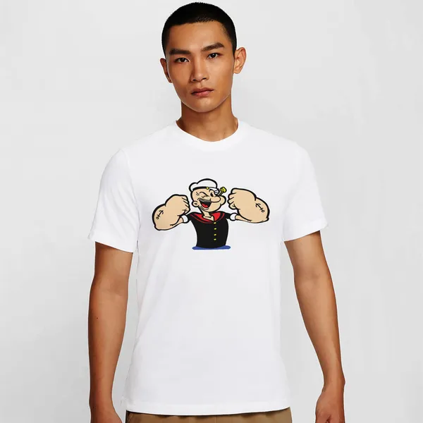 Mooch_Wale_Popeye_Laughing_White_Baground__Quick-Dri_T-shirt_For_Men