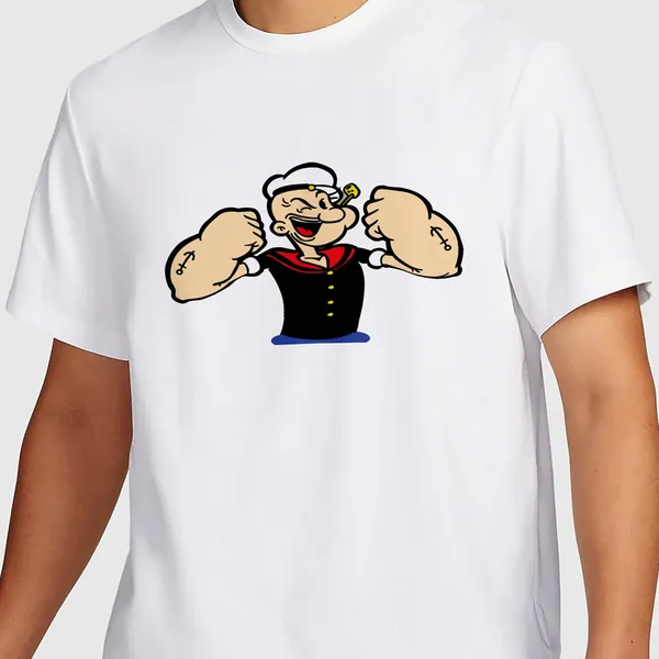 Mooch_Wale_Popeye_Laughing_White_Baground__Quick-Dri_T-shirt_For_Men