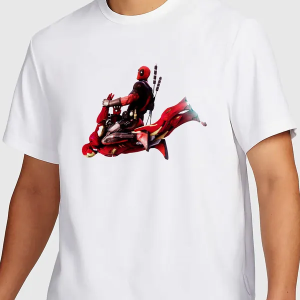 Mooch_Wale_Deadpool_Flying_On_Iron_Man__Quick-Dri_T-shirt_For_Men