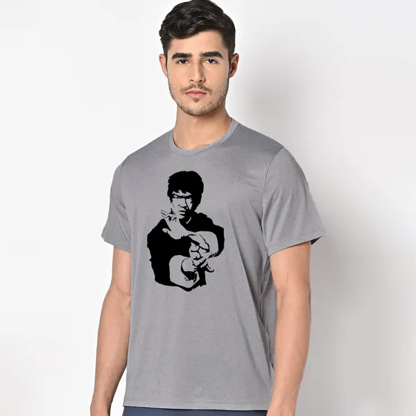 Grey_Bruce_Lee_Black_And_160_GSM_Quick-Dri_T-Shirt_For_Men