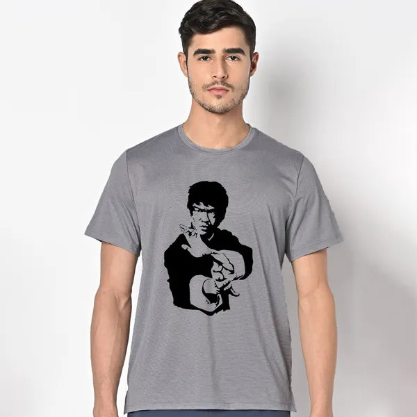 Grey_Bruce_Lee_Black_And_160_GSM_Quick-Dri_T-Shirt_For_Men
