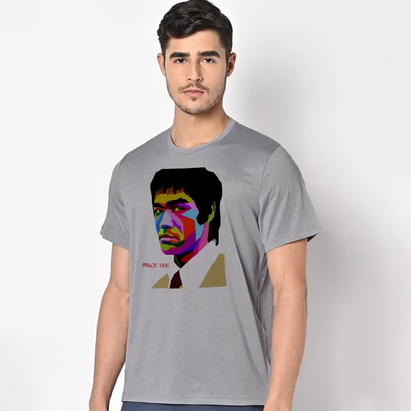 Grey_Bruce_Lee_Art_Quick-Dri_T-Shirt_For_Men