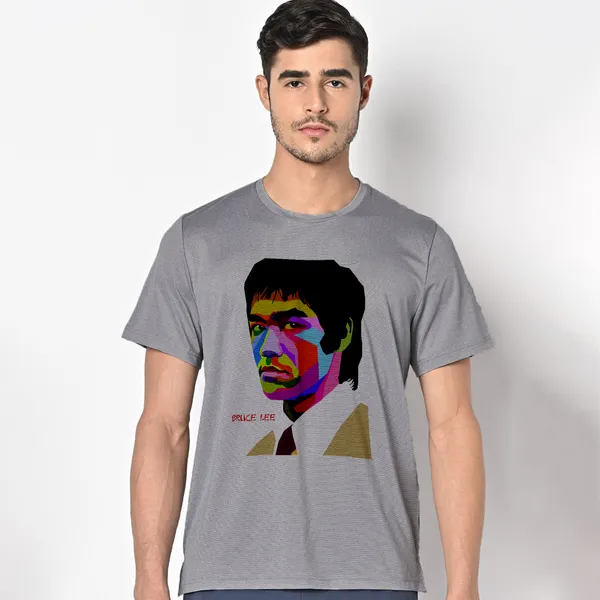 Grey_Bruce_Lee_Art_Quick-Dri_T-Shirt_For_Men