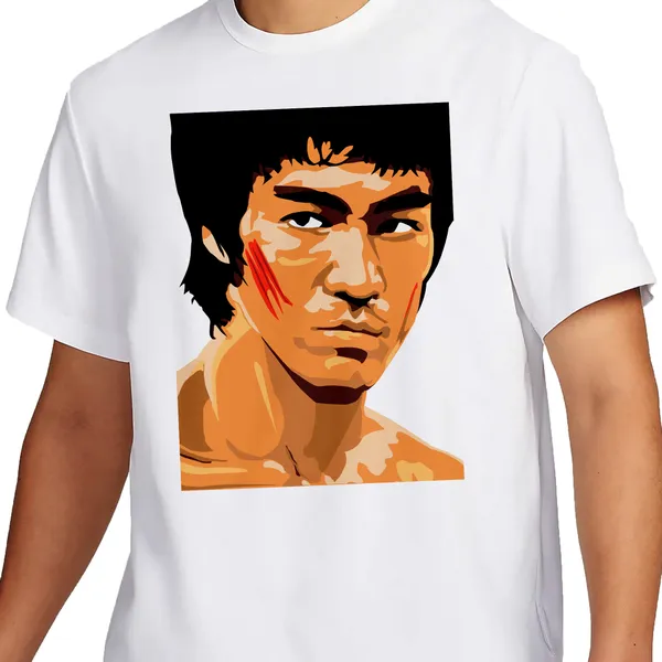 White_Bruce_Lee_In_Action__Quick-Dri_T-Shirt_For_Men
