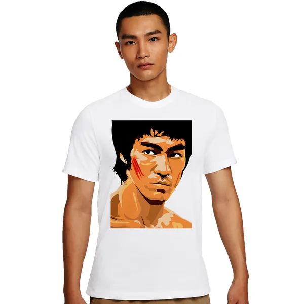 White_Bruce_Lee_In_Action__Quick-Dri_T-Shirt_For_Men