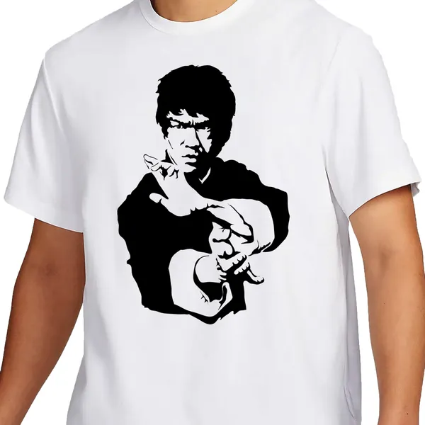 White_Bruce_Lee_Black_And_White_160_GSM_Quick-Dri_T-Shirt_For_Men