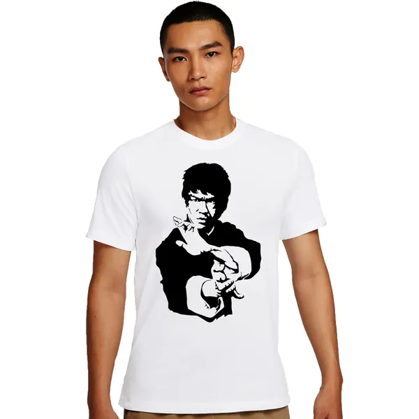 White_Bruce_Lee_Black_And_White_160_GSM_Quick-Dri_T-Shirt_For_Men