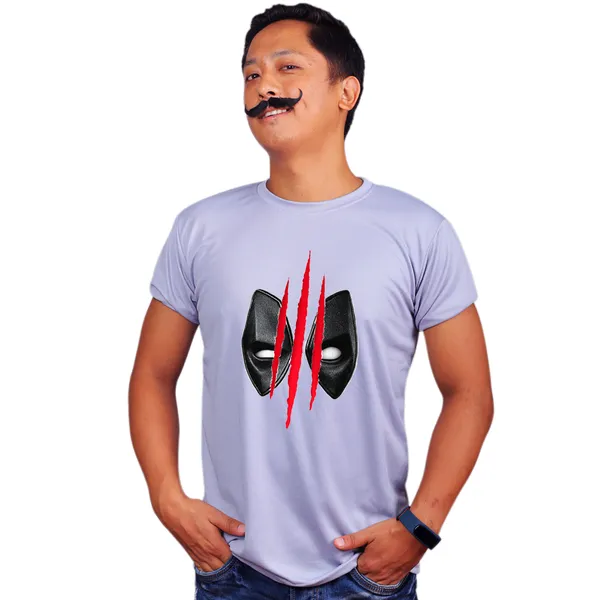 Grey_Deadpool_Vs_Wolverine_Claws_160_GSM_Quick-Dri_T-Shirt_For_Men
