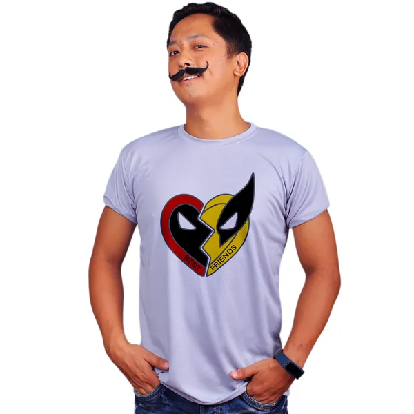 Grey_Deadpool_Wolverine_Best_Friends_160_GSM_Quick-Dri_T-Shirt_For_Men