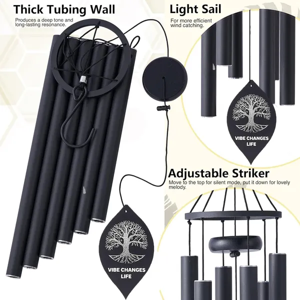 32_inch_Outdoor_&_Indoor_Black_Wind_Chime_|_Tree_of_Life_Design_|_Feng_Shui_Home_Decor_for_Positive_Energy,_Luck_&_Calmness_|_Luxury_Metal_Wind_Bells