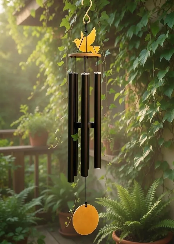 BIG_38_Inch_Golden_Bird_Black_Windchime