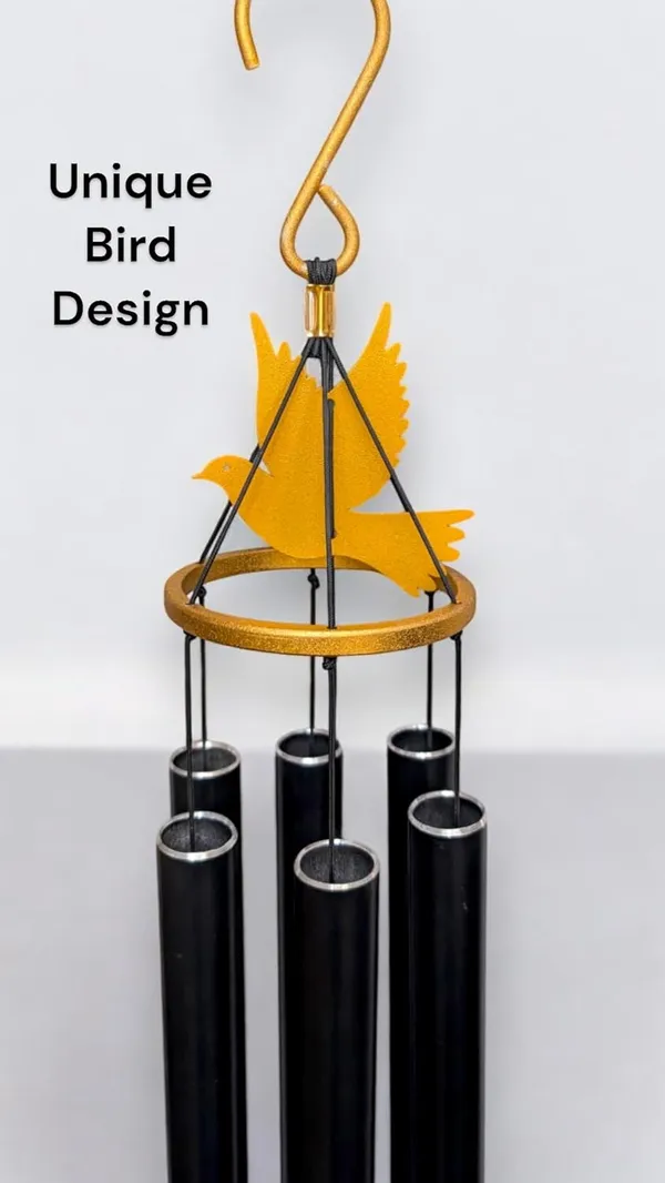 BIG_38_Inch_Golden_Bird_Black_Windchime
