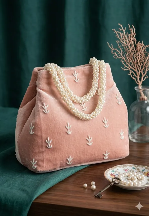 Handwrok_Embroider_designer_vintage-inspired_handbag_featuring_striking_contrast_and_intricate_detailing