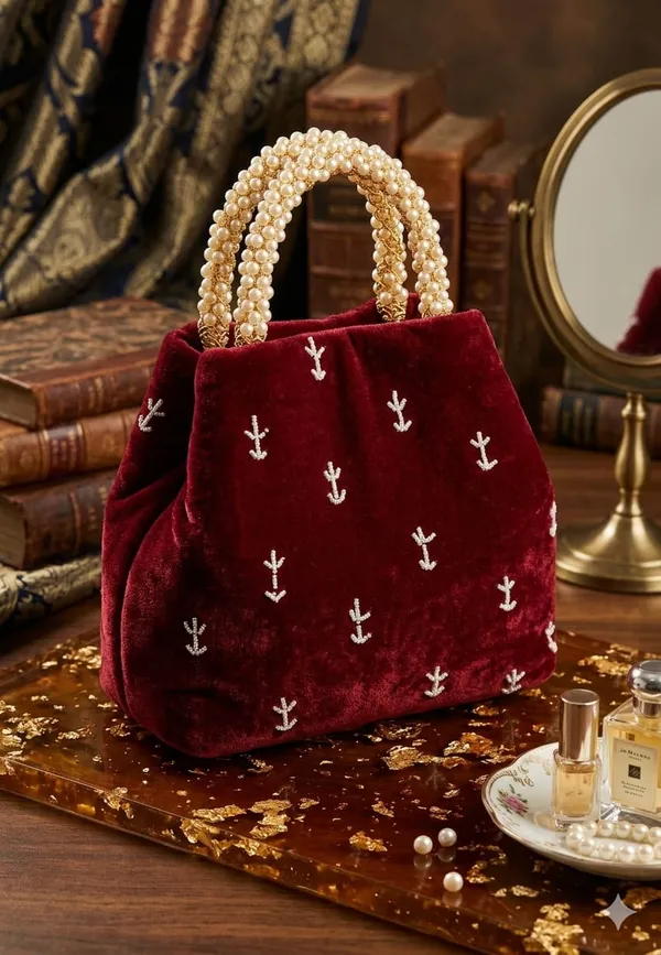 Handwrok_Embroider_designer_vintage-inspired_handbag_featuring_striking_contrast_and_intricate_detailing