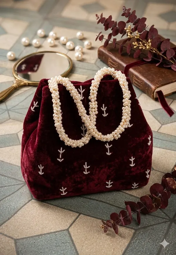 Handwrok_Embroider_designer_vintage-inspired_handbag_featuring_striking_contrast_and_intricate_detailing