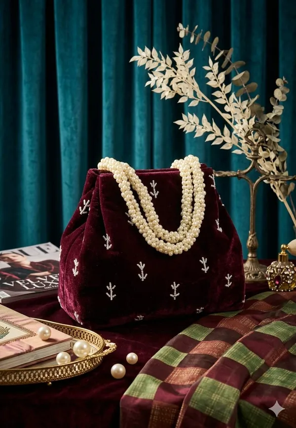 Handwrok_Embroider_designer_vintage-inspired_handbag_featuring_striking_contrast_and_intricate_detailing