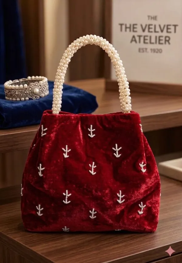 Handwrok_Embroider_designer_vintage-inspired_handbag_featuring_striking_contrast_and_intricate_detailing