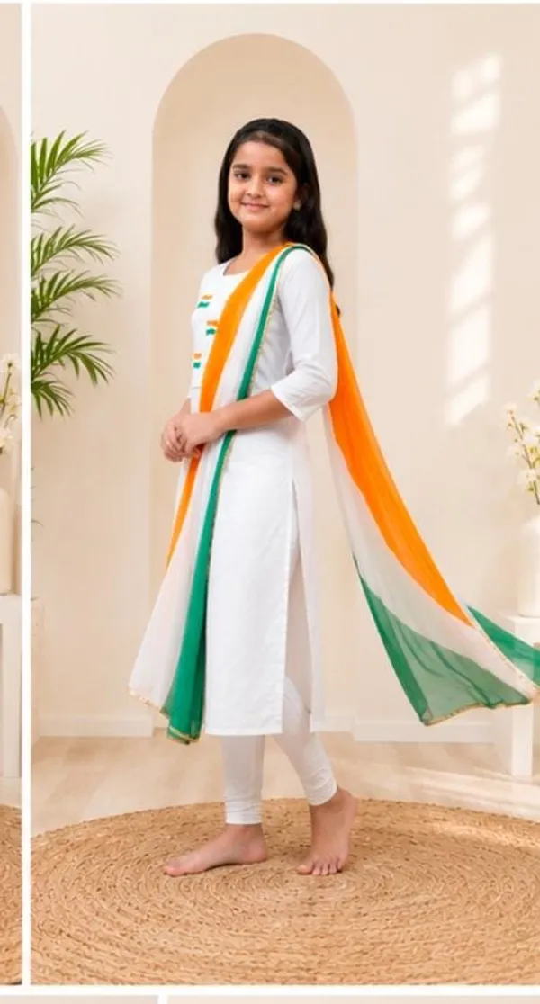 Kids_White_Tricolor_Cotton_Kurta_Set_with_Tricolor_Dupatta