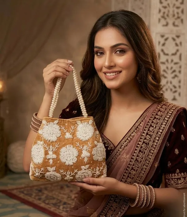Handwrok_Embroider_designer_vintage-inspired_handbag_featuring_striking_contrast_and_intricate_detailing
