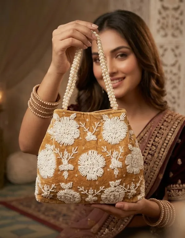 Handwrok_Embroider_designer_vintage-inspired_handbag_featuring_striking_contrast_and_intricate_detailing