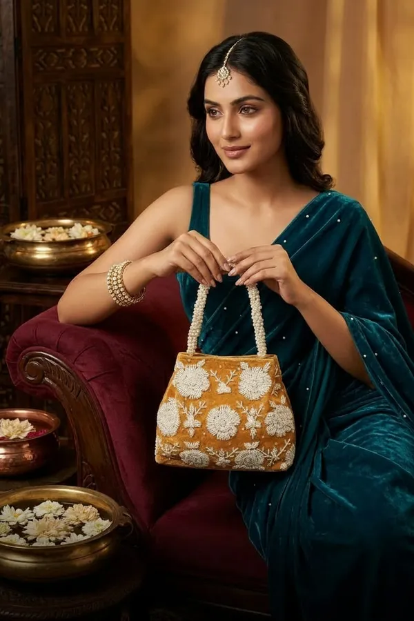 Handwrok_Embroider_designer_vintage-inspired_handbag_featuring_striking_contrast_and_intricate_detailing