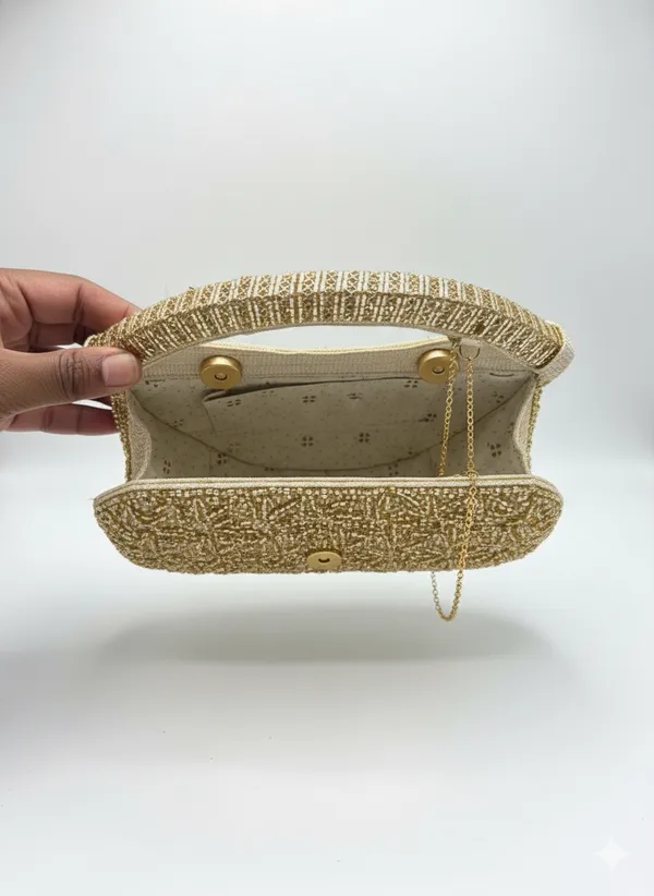 Round_Floral_Embroidered_Clutch,_Beaded_Lace_Trim_For_Women