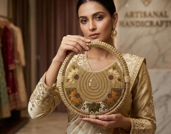 Round_Floral_Embroidered_Clutch,_Beaded_Lace_Trim_For_Women