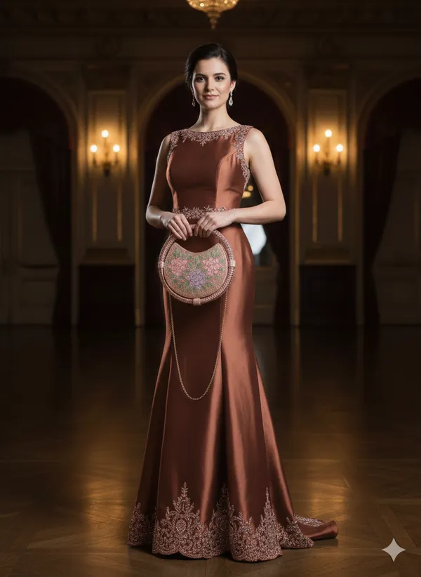 Round_Floral_Embroidered_Clutch,_Beaded_Lace_Trim_For_Women
