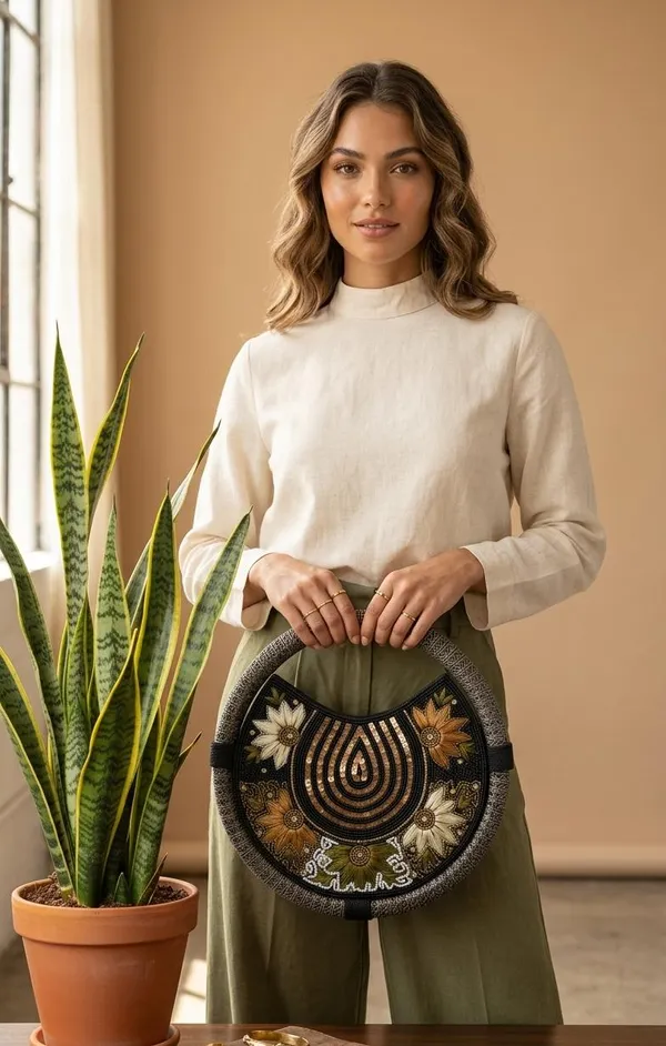 Round_Floral_Embroidered_Clutch,_Beaded_Lace_Trim_For_Women