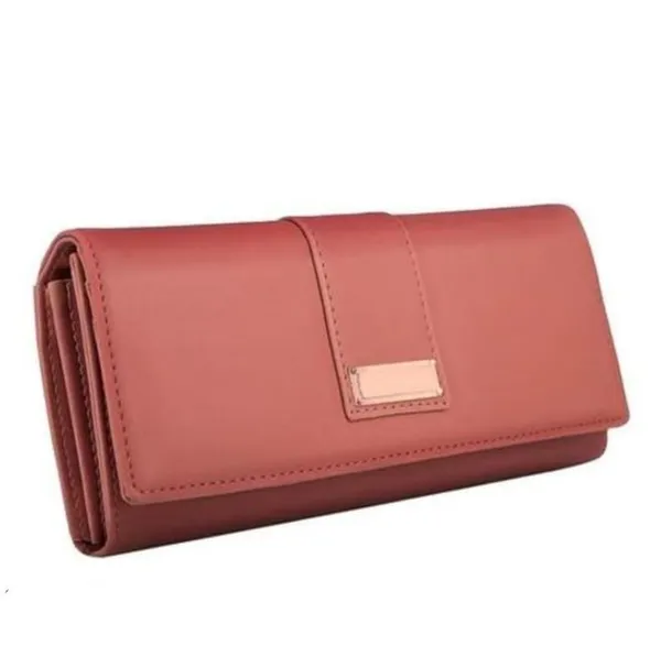 Peach_Fashionable_Leather_Handbag_Stylish_Clutch_Wallet_For_Women
