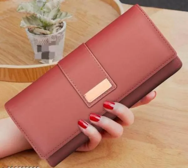 Peach_Fashionable_Leather_Handbag_Stylish_Clutch_Wallet_For_Women
