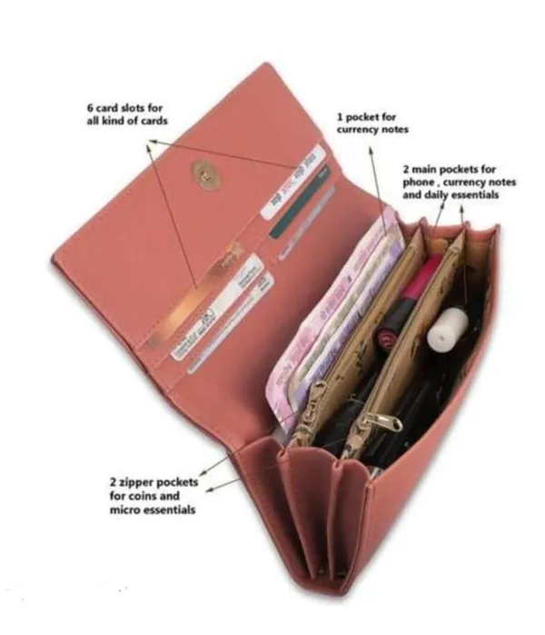 Peach_Fashionable_Leather_Handbag_Stylish_Clutch_Wallet_For_Women